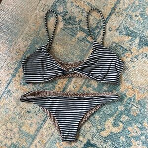 Acacia stripped two piece bikini. Size lg top. Sm bottoms sold as set